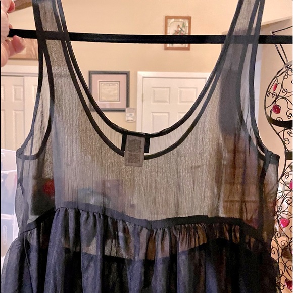 FREE PEOPLE INTIMATELY Sheer V-Neck Tank Dress with tiered bottom. SZ SM NWOT - Picture 2 of 13